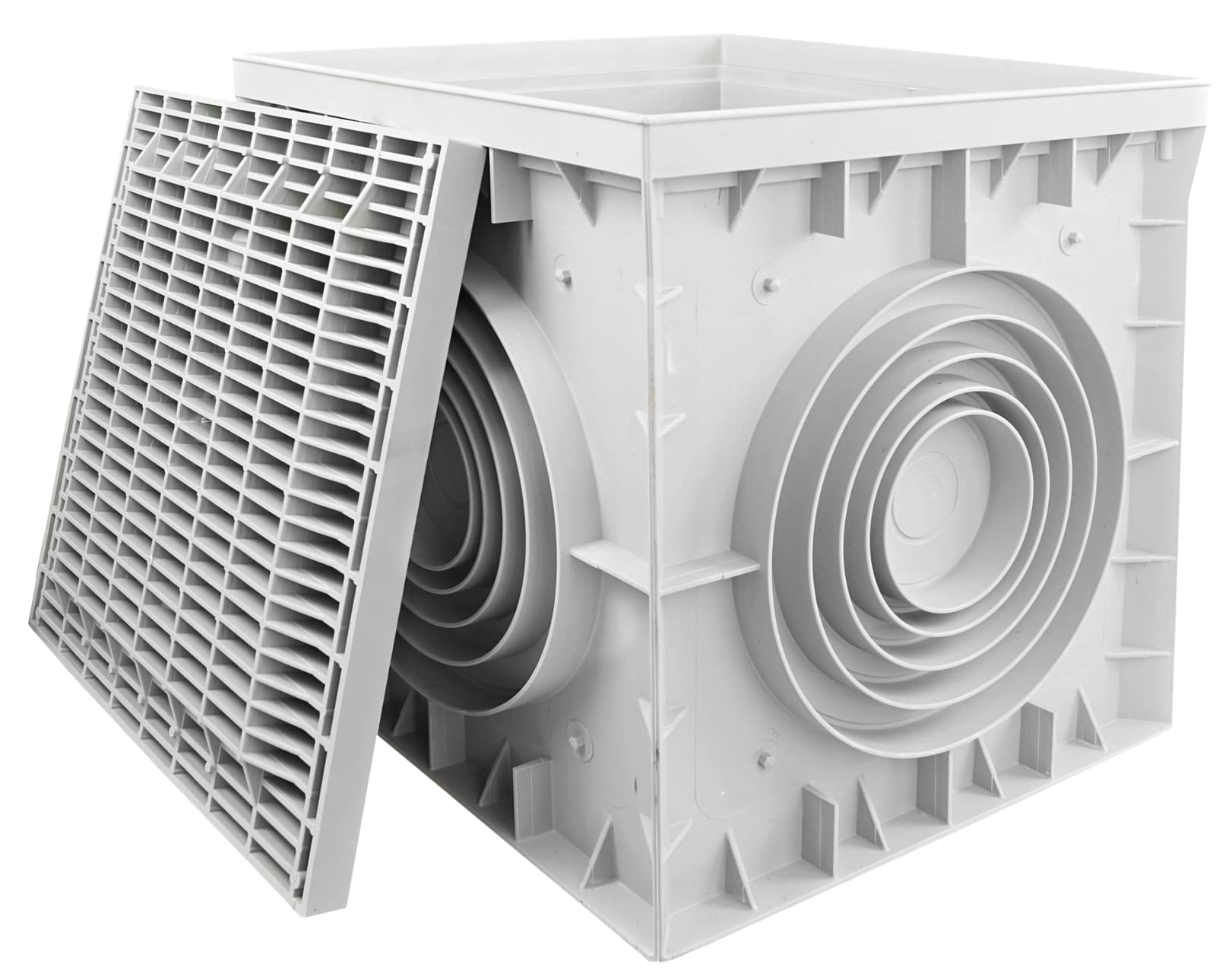Revisionsschacht 300x300x300mm mit Deckel | Kontrollschacht IP54 IK10 Grau | Blitzschutz Anschluss Kontrolle Messung | Einlaufschacht Kanalschacht Hofablauf 210kg
