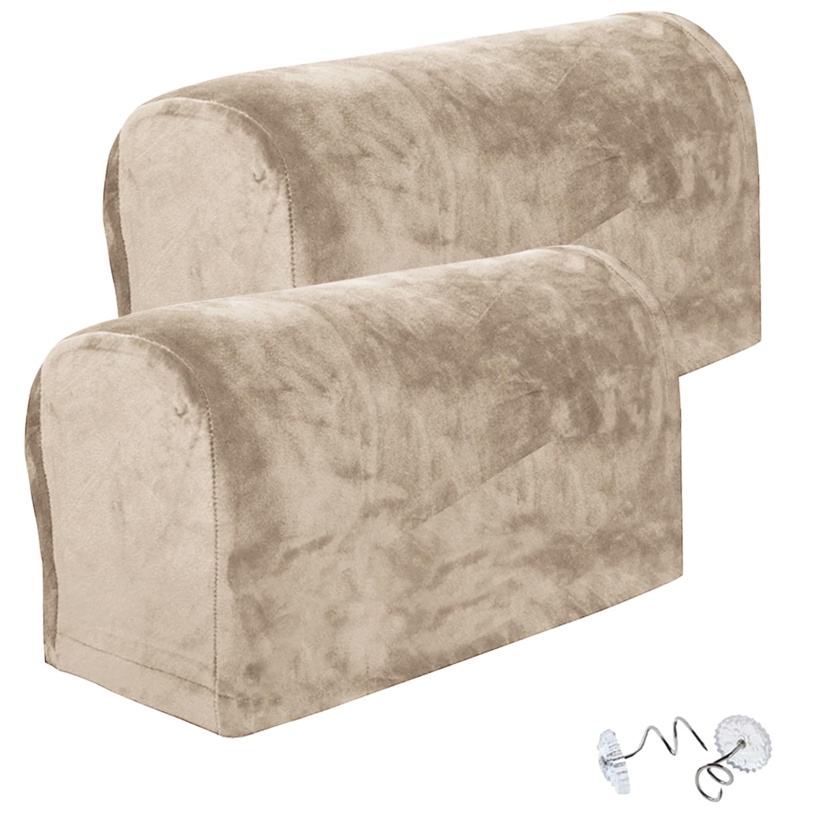 Copribraccioli Divano 2 Pezzi Morbidi - Antiscivolo E Rimovibili, Colore Marrone