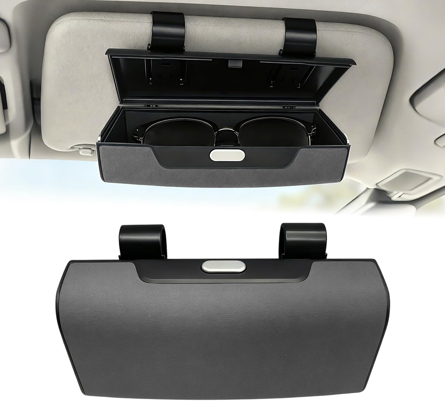 Car Sun Visor Organizer, Car Eyeglass Hanger Clip, Multi-Functional Car Sunglasses Storage Box, Car Credit Cards Sunglasses Case, Universal Interior Visor Storage Pouch for SUV Truck Sedan