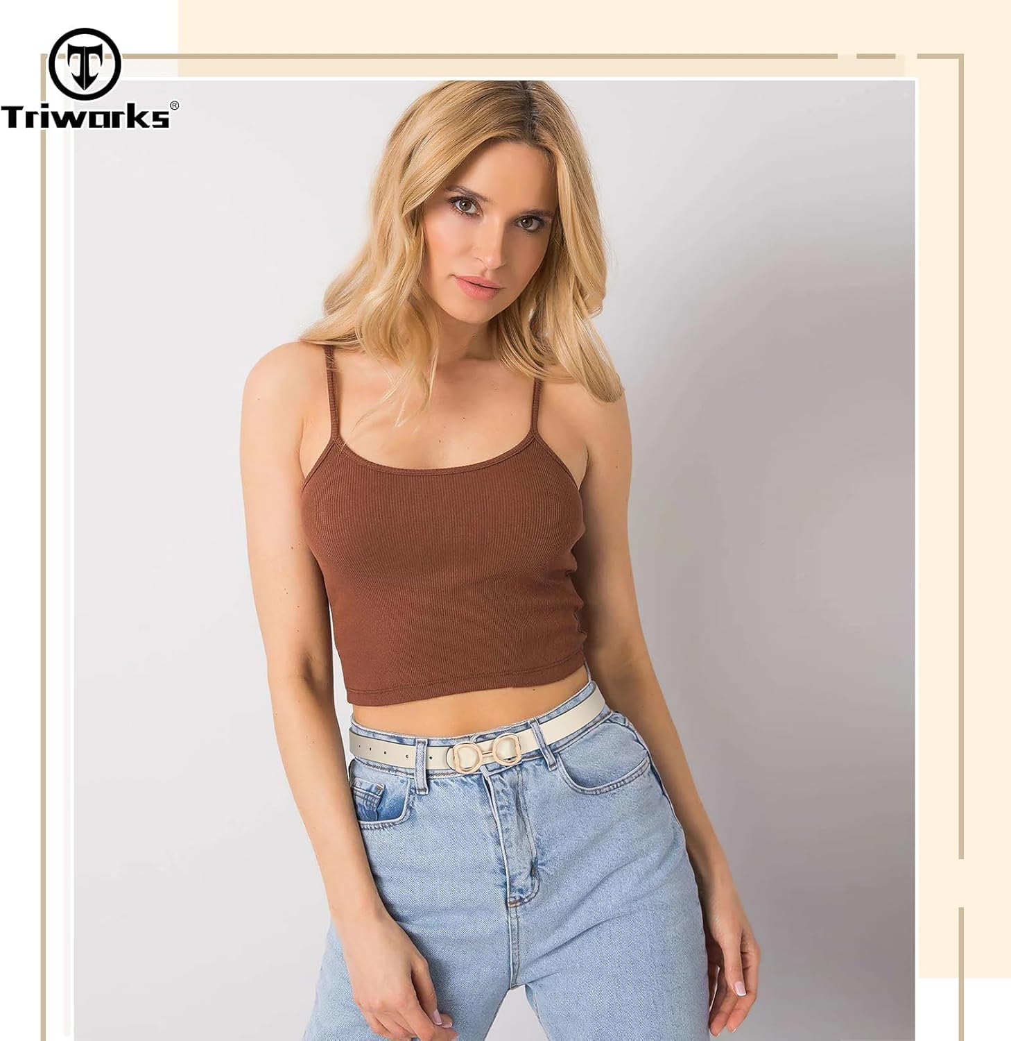 TRIWORKS Reversible Leather Belt for Women, Fashion Ladies Belt for Jeans Pants Dress Width:0.9" - Image 3