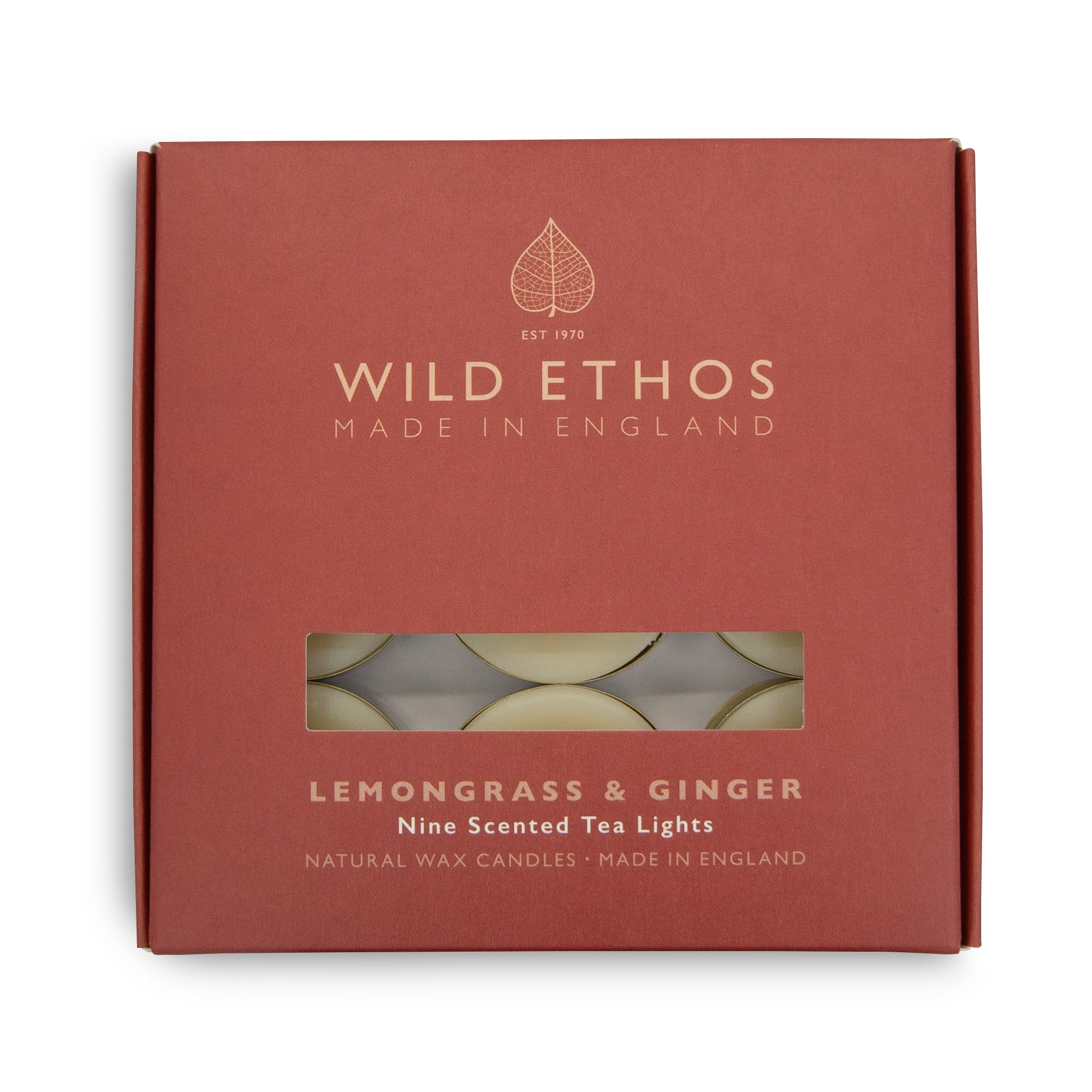 Wild Ethos Scented Tea Lights, Natural Wax, Long Lasting & Blended Natural Essential Oils, Pack of 9, Made in The UK