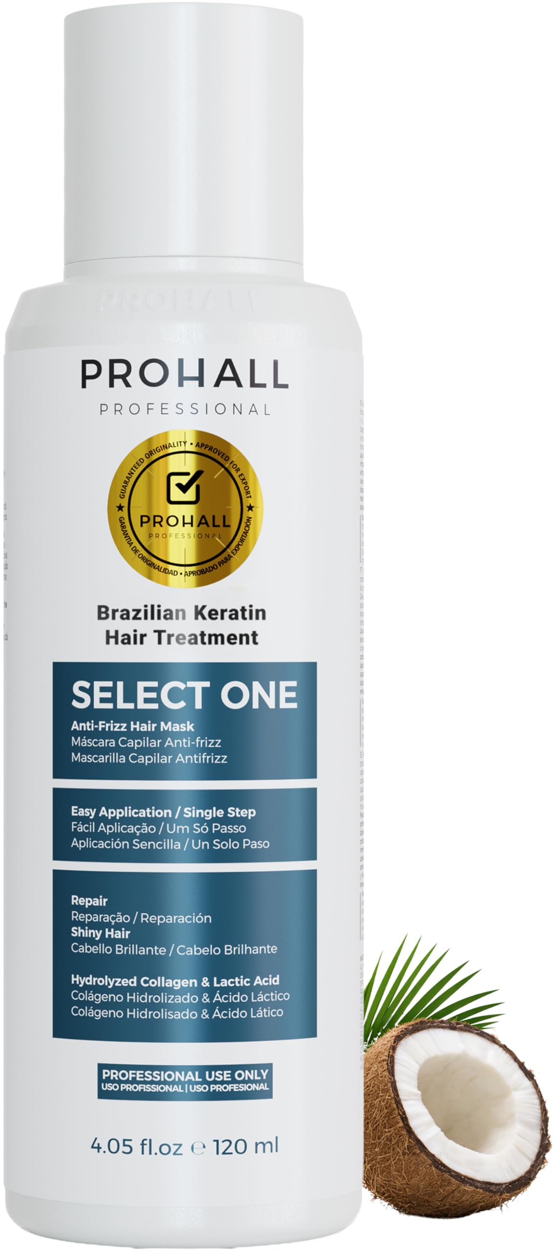 Brazilian Keratin Treatment Blowout Complex-PROHALL SELECT ONE 4.05 oz-Formaldehyde Free Keratin Hair Treatment at Home-Queratina Brasileña Keratina