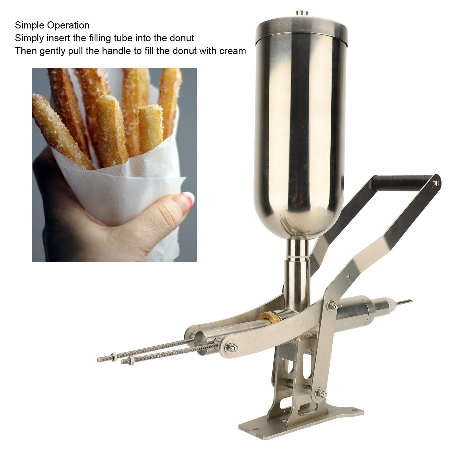 Donut Filler Machine 4 5L Manual 304 Stainless Steel Doughnut Jelly Cream Filling Machine for Bread Cake Churros — view 4