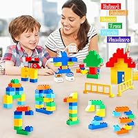 Vista 4 de Bloques de construcción para niños pequeños de 2 a 5 años, juego de 171 piezas de bloques de automóviles para niños, ladrillos de construcción