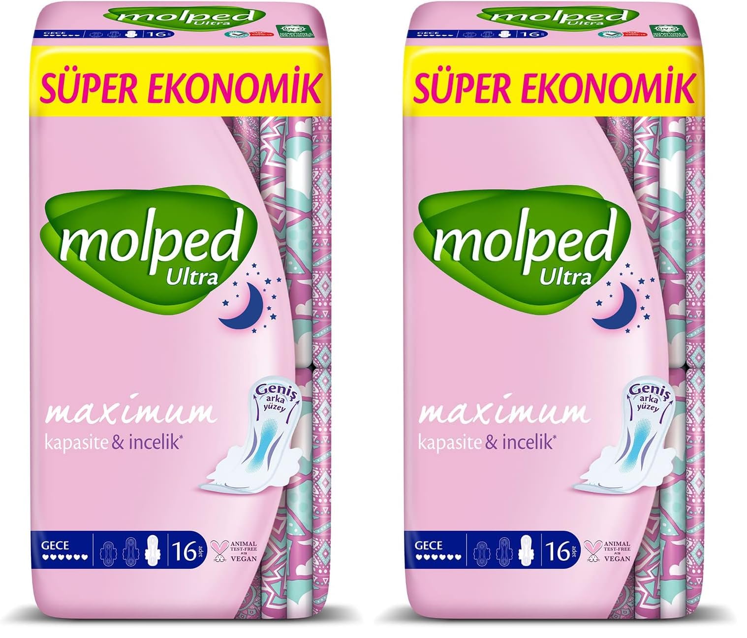 Molped Ultra Hijyenik Ped Anatomik Gece Süper Ekonomik 16 Adet 2li paket