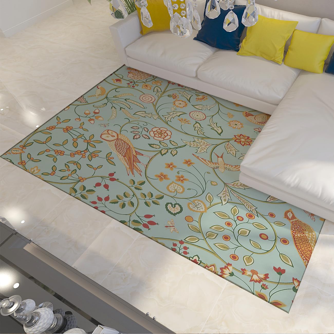 Tapis antidérapant lavable d'art botanique 160x200cm pour éviter les glissades
