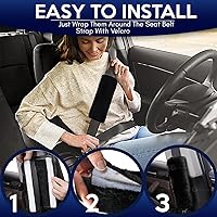 Vista 5 de Zone Tech, correa acolchada para cinturón de seguridad, cómoda, suave, clásica, paquete de 2, primera calidad, color negro