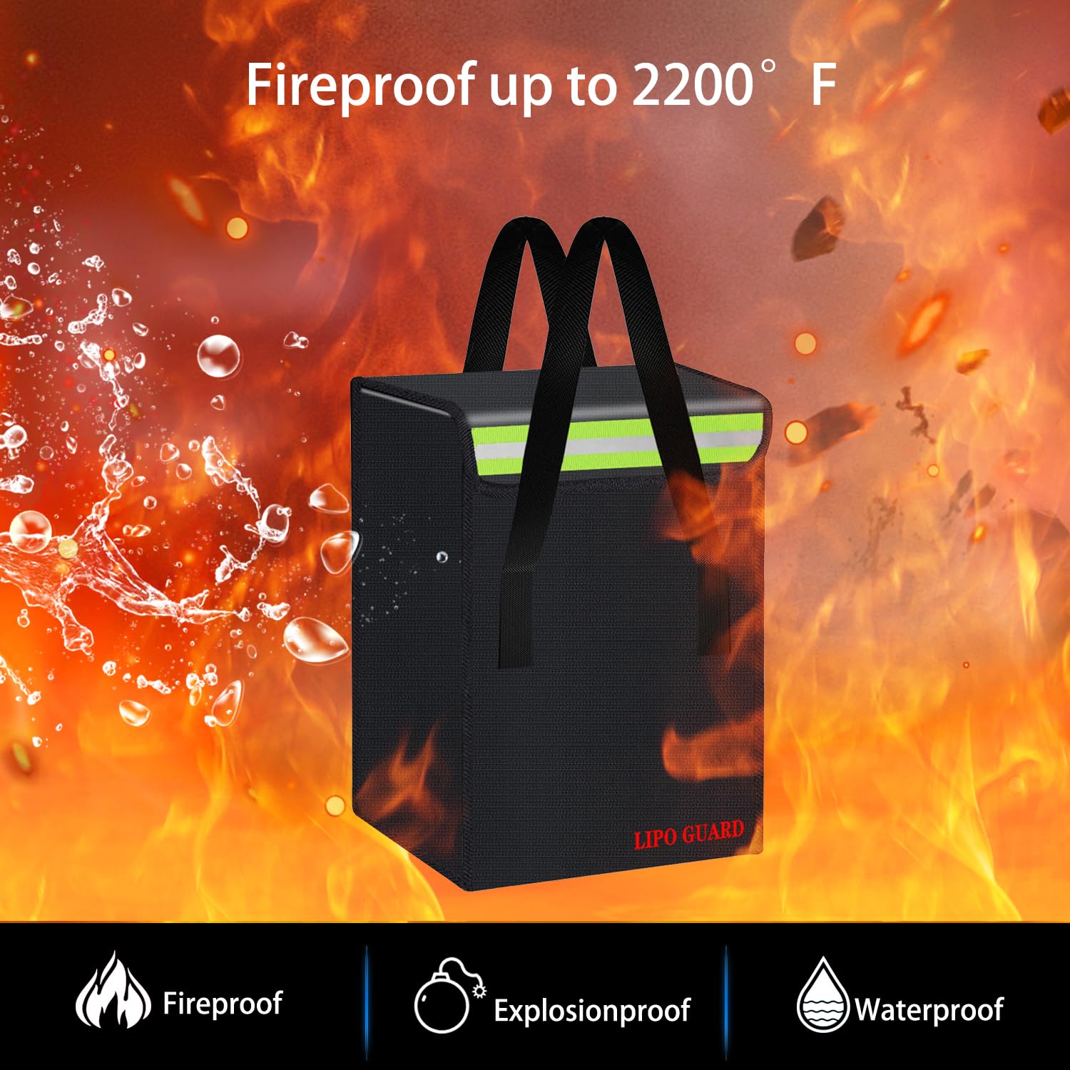 Bolsa de seguridad para batería, bolsa de carga ignífuga, bolsa de batería Lipo de gran capacidad para almacenamiento de batería Lipo, transporte de carga, bolsa de almacenamiento segura