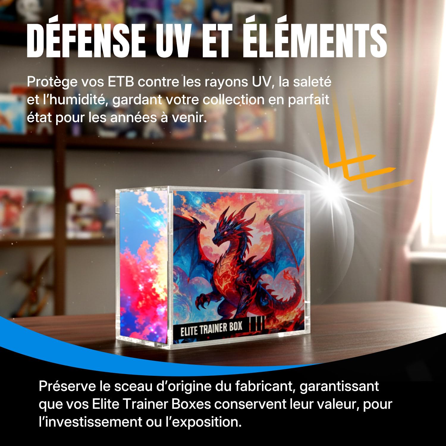 Wigearss Boîte Magnétique de Protection pour Pokémon ETB, Boîte de Rangement en Acrylique Compatible avec Pokémon Elite Trainer Box