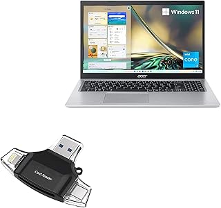 BoxWave Smart Gadget Compatible with Acer Aspire 5 A515-56-36UT (15.6 in) - AllReader SD Card Reader, microSD Card Reader SD Compact USB - Jet Black