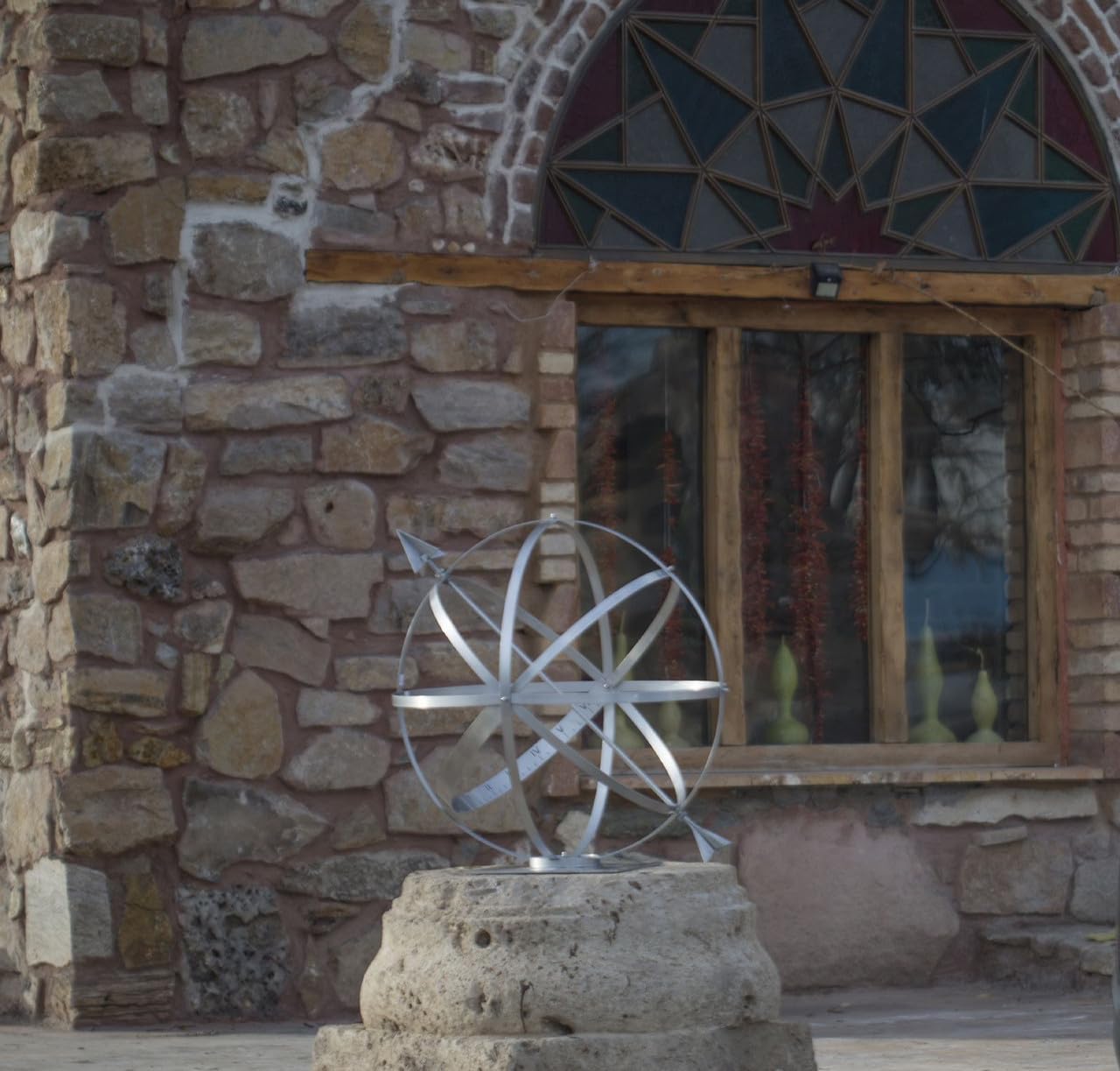 26 Inch Decorative Sundial Armillary - Brushed Aluminum