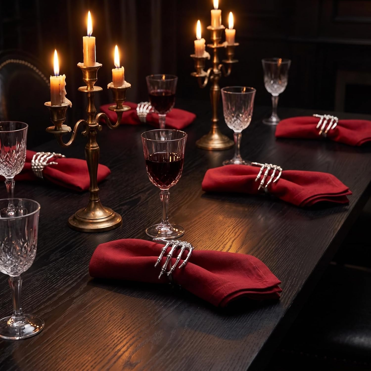 MAGICLULU 6pcs Skeleton Hand Holder for Dinner Table, Halloween Napkin Ring