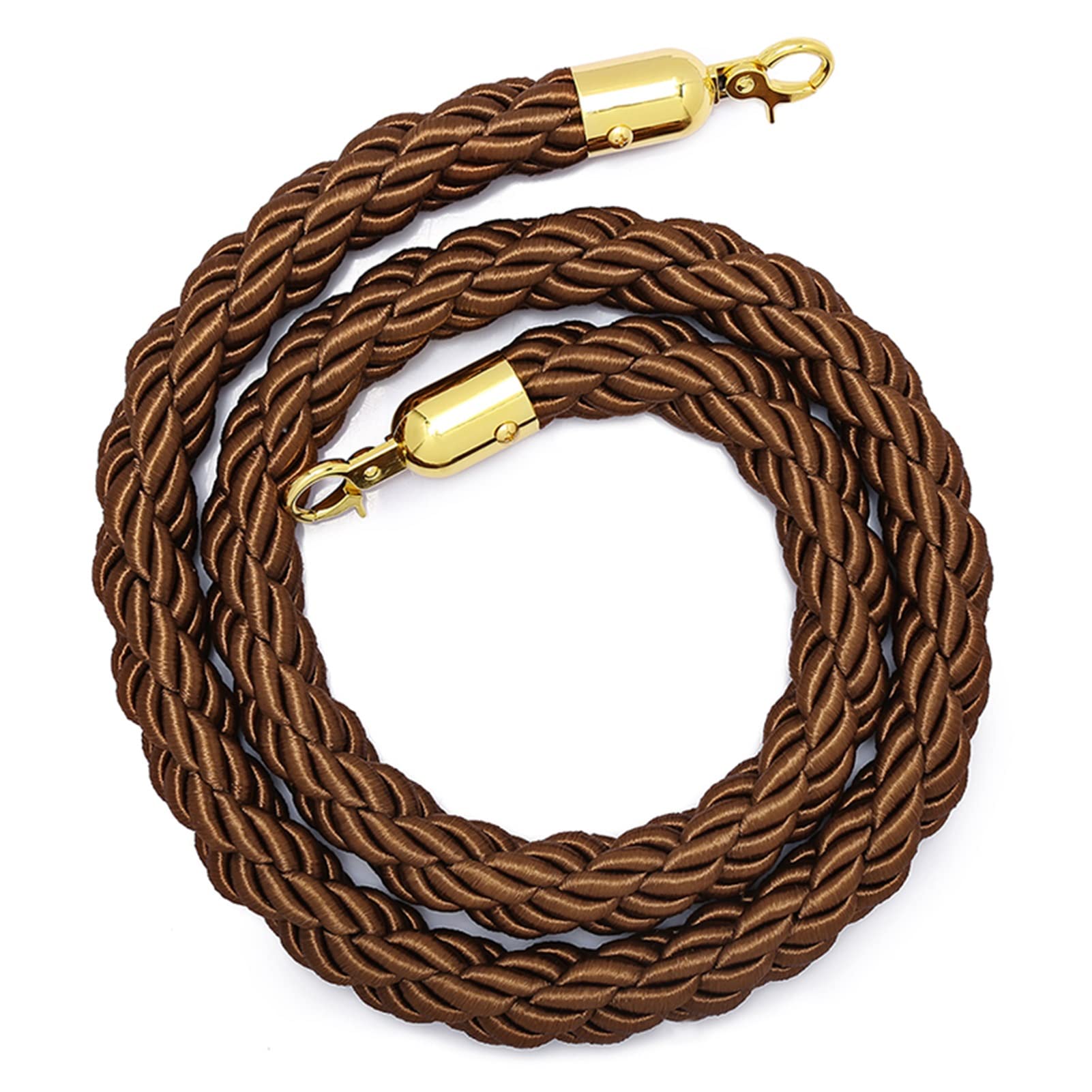 ZBBGTJK Braided Hemp Rope Barrier 200cm Crowd Control Stanchion with Hooks Brown Entrance Rope for Bars Hotels & Cinemas -& Stylish 6.6 ft Queue Management Solution