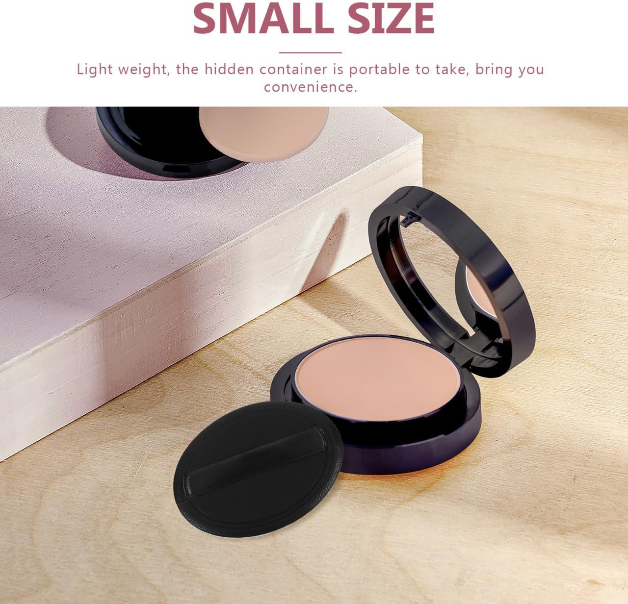 BESTOYARD Hidden Makeup Powder Puff Diversion Case – Realistic Powder Puff Disguise for Cash, Jewelry & Pills – Waterproof PP Storage Box (2.87 x 2.87 x 0.7) for Home, Office, Travel & Daily