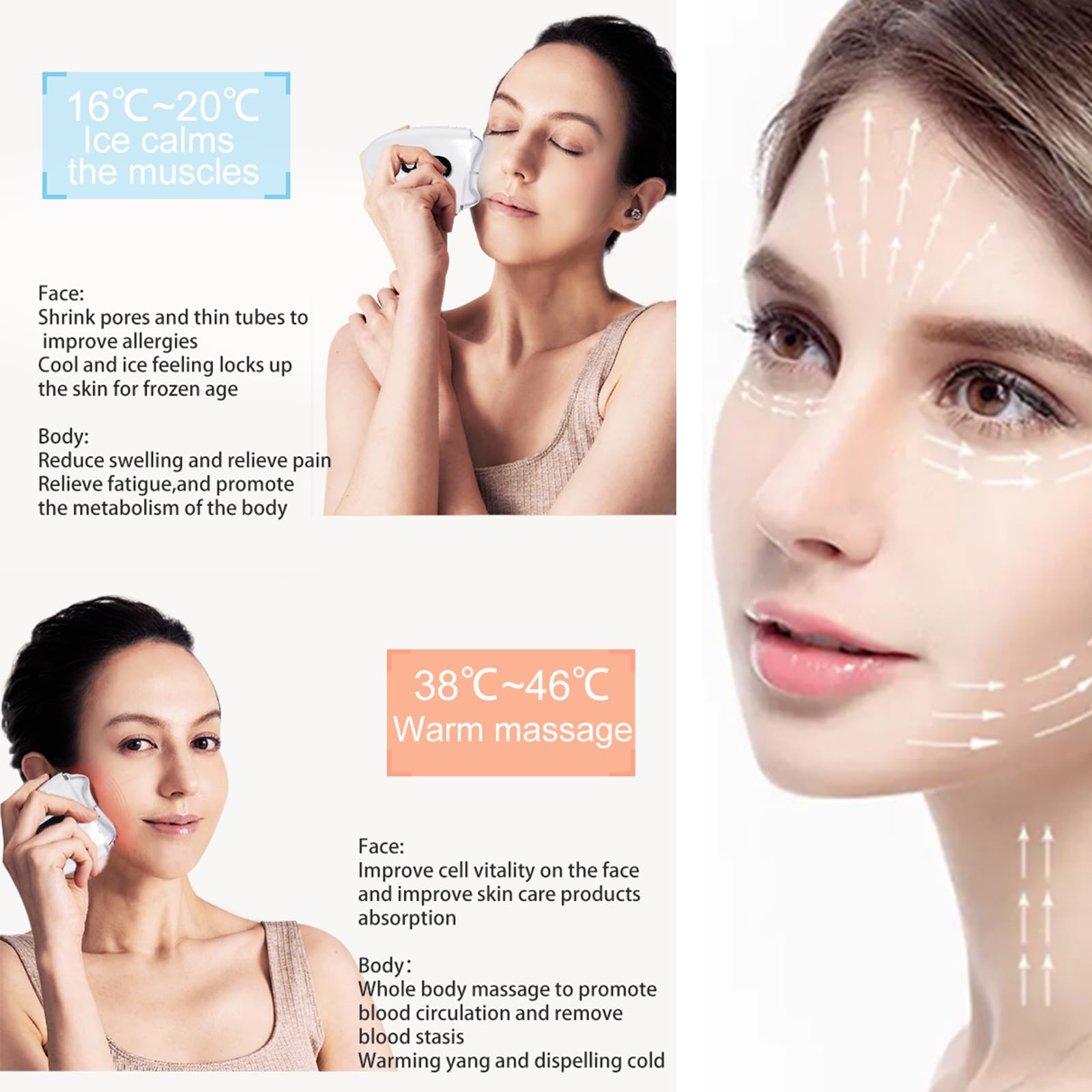 EMS Gua Sha Elektrisch,4 in1 Gesichtsmassagegerät Gua Sha Elektrisch,Face Lifting Gerät mit Vibration & Wärme&Kalt,Gesichtsformungswerkzeug mit Rot,Blau,Violett,Face Massager Für Gesicht Anti Falten