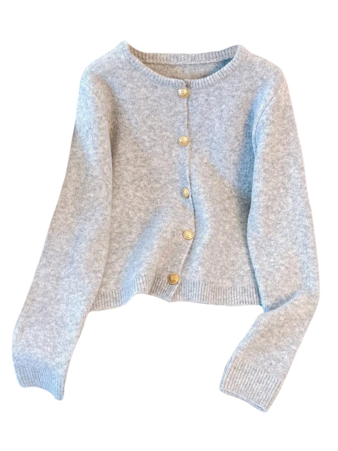 GORGLITTER Womens Button Up Cardigan Sweaters Trendy Fall Long Sleeve Knitted Old Money Sweater