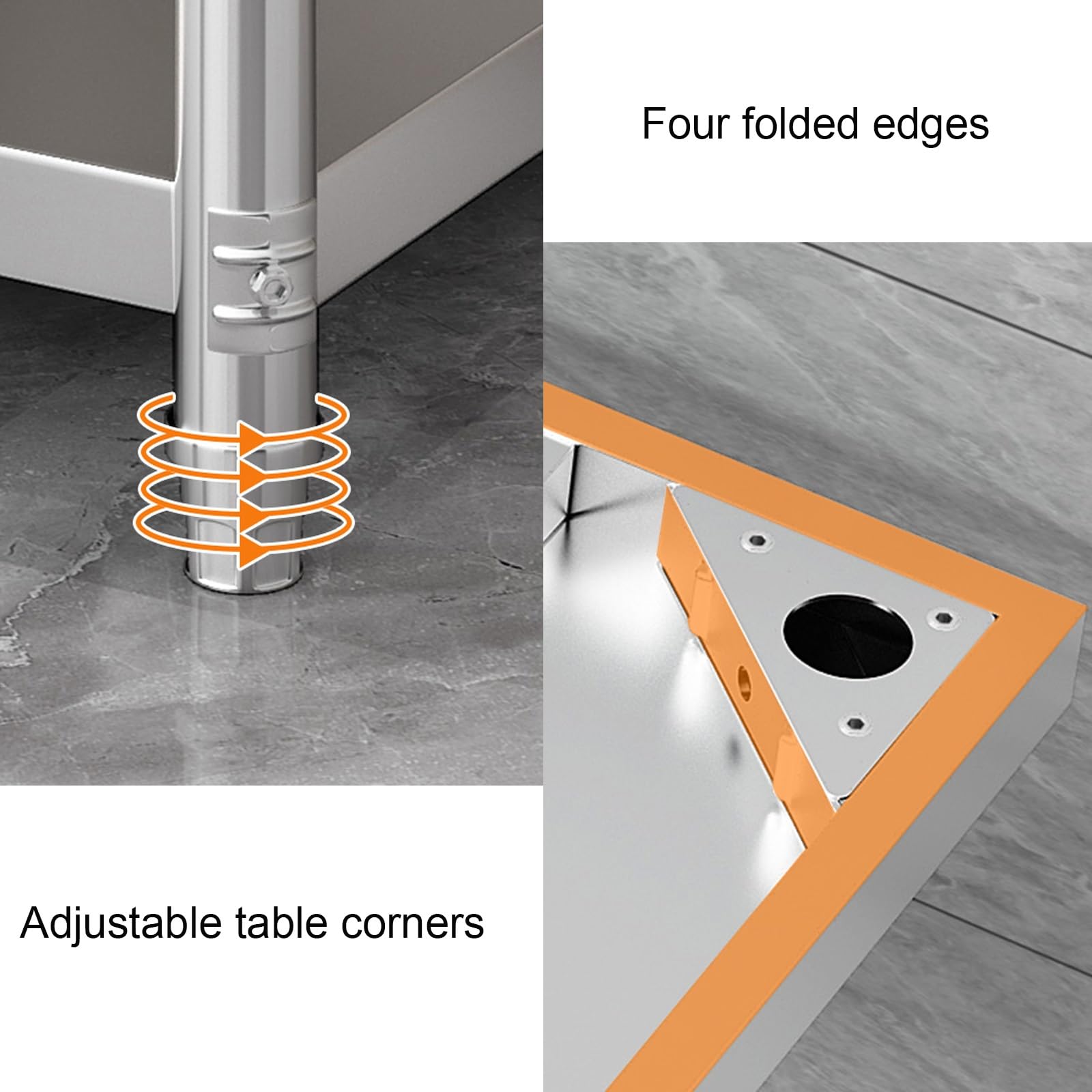 Mesa de preparación de 2 niveles de acero inoxidable resistente | Banco de trabajo comercial impermeable para restaurantes, hogares y hoteles | Mesa de trabajo de 40 x 40 x 60 cm con estante base