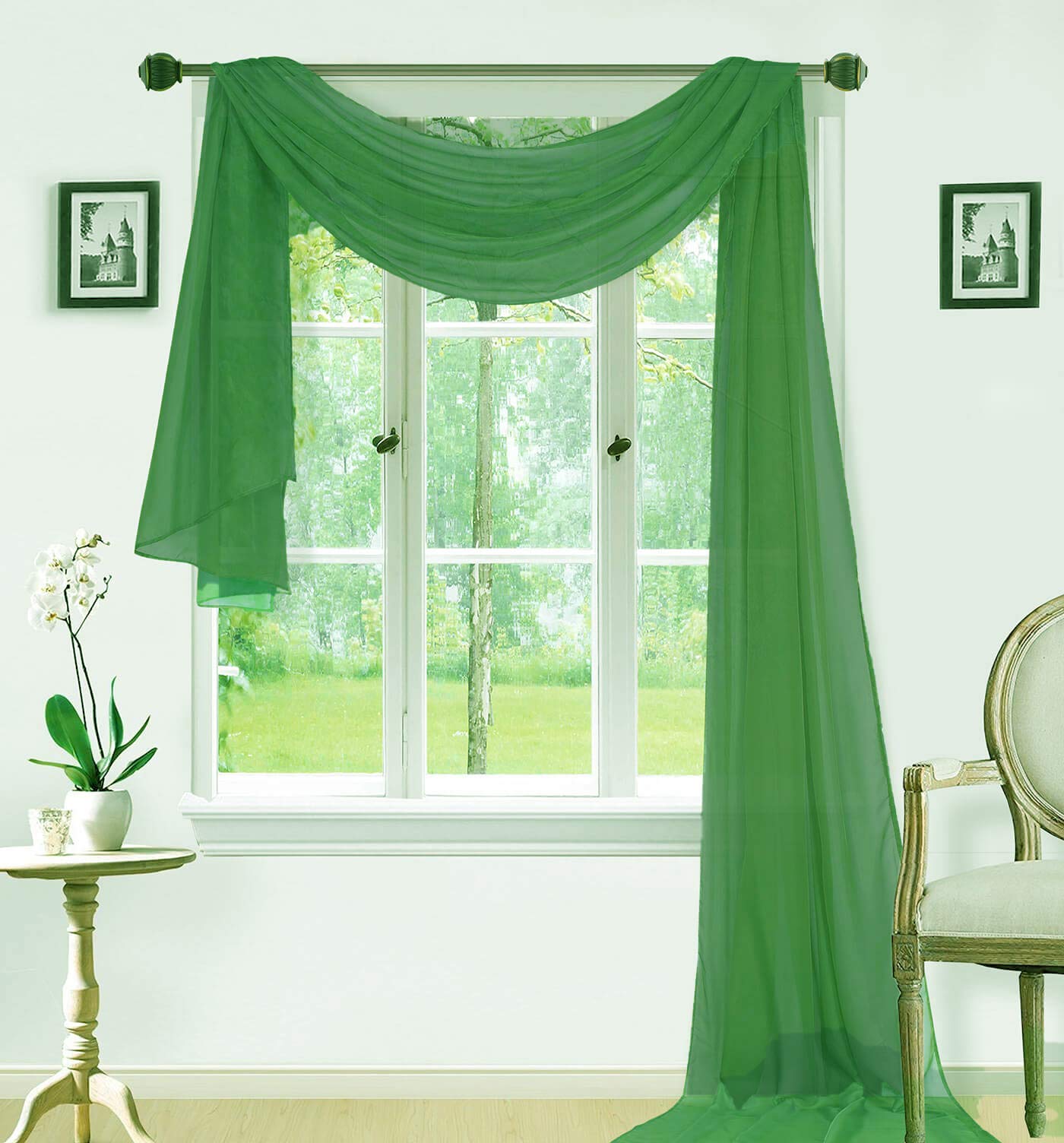 LinenTopia Window Scarf Valance Curtains - Extra Long Sheer Valances for Windows - Voile Swag Curtains for Living Room, Kitchen, and Bedroom Decor,