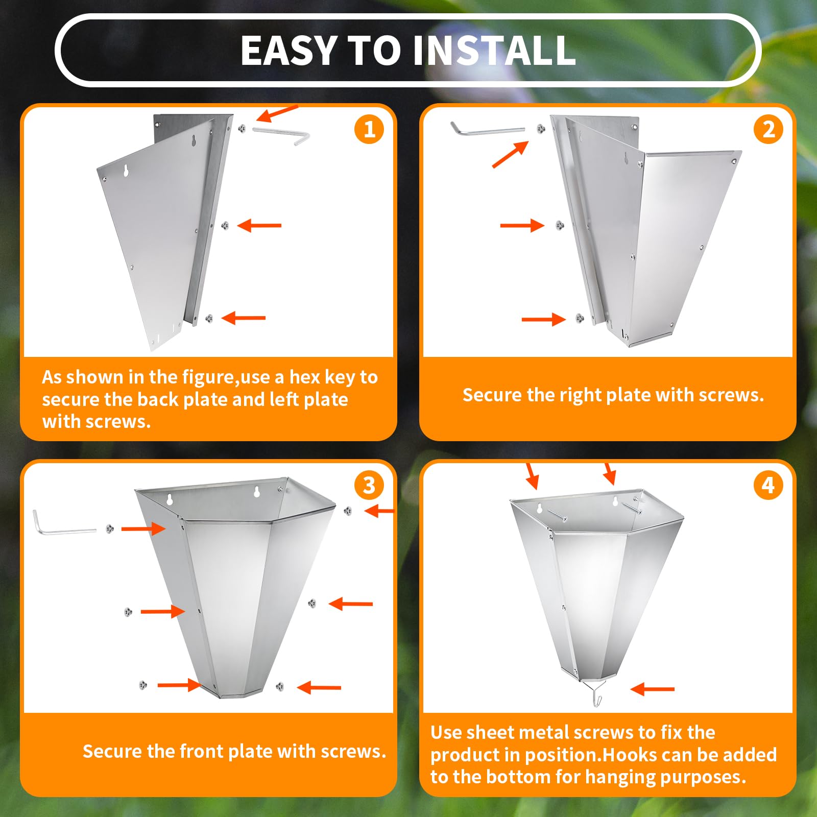 Cono de retención de pollo de acero galvanizado de gran tamaño para aves de corral, adecuado para capas grandes, asadores, asadores y pavos de hasta 14 libras, cono de matar con parte trasera