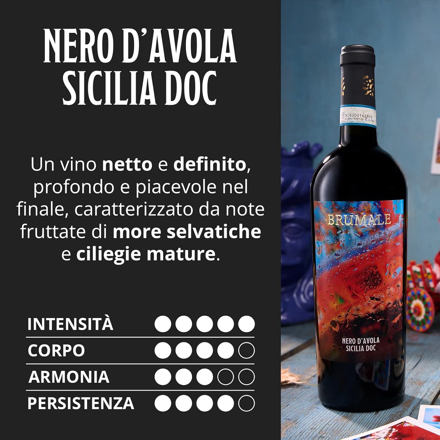 Brumale - Vino Rosso Nero D'Avola Sicilia DOC - Bottiglia da 750 ml