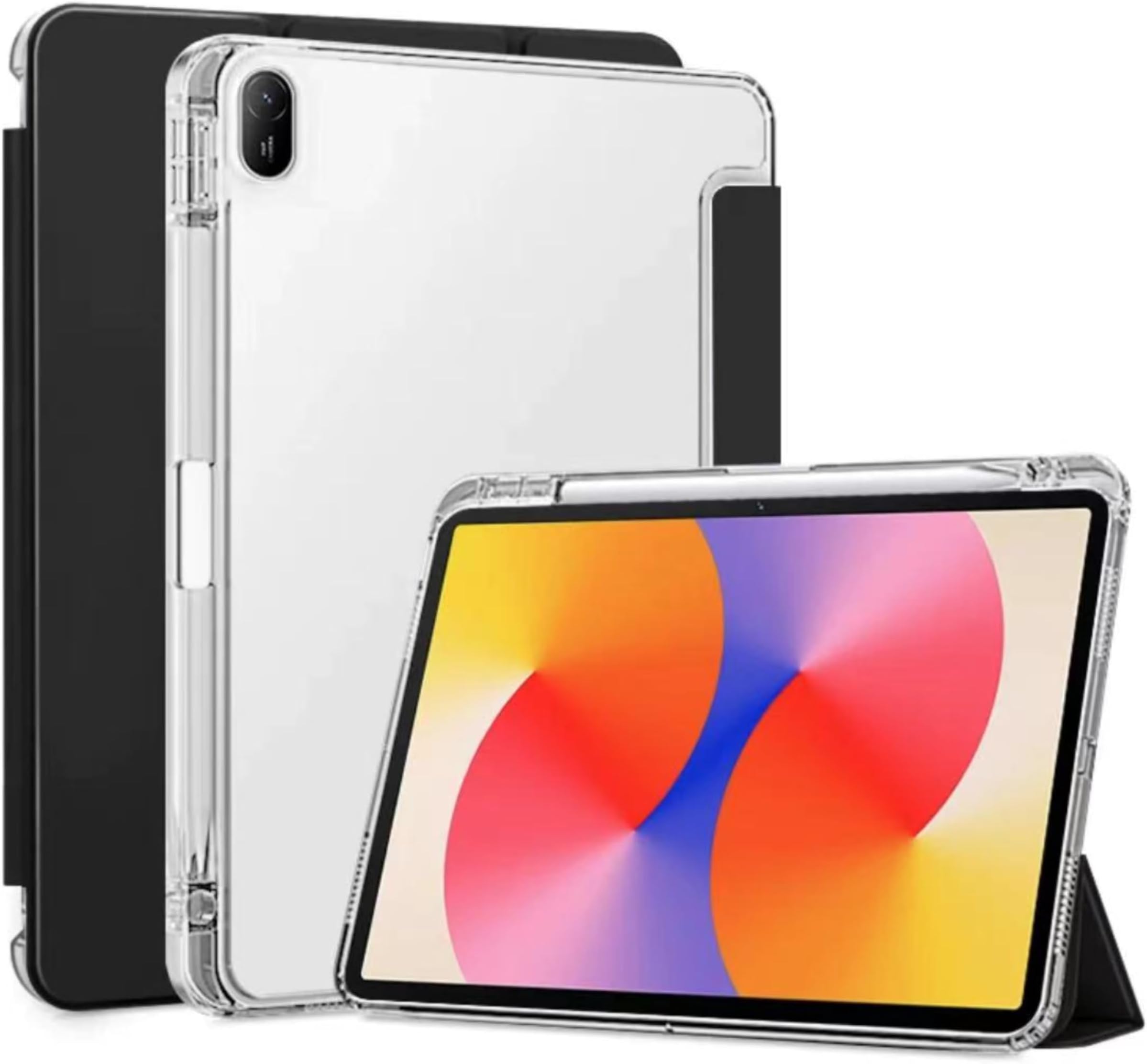 Cover Compatible with Huawei MatePad SE 11inch 2024 Case with Pencil Holder, Slim Lightweight TPU Shockproof Cover with Clear Back Silicone Shell Protective for Huawei MatePad SE 11“ (Black)