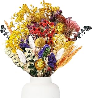 Sponsored You’re seeing this ad based on the product’s relevance to your search query.Learn more about this advertisement Pack of 40 Colourful Dried Flowers, 36-43 cm Dried Flower Bouquet, Dried Flowers for Crafts, Pampas Grass, Decorative Living Room, Boho Decoration, Wedding Decoration, Table Decoration, Eucalyptus