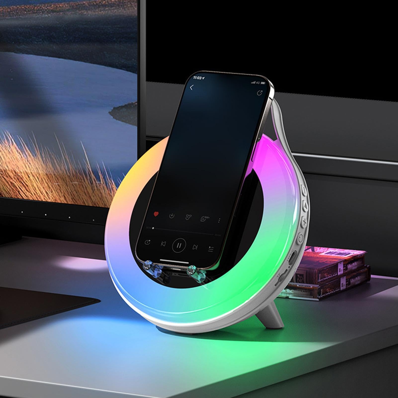 Altoparlante portatile, con RGB, suono Hi-Fi ricaricabile, altoparlante da | scrivania, telefono, musicale, per casa, camera da , soggiorno, viaggi, all'aperto, inaugurazione della