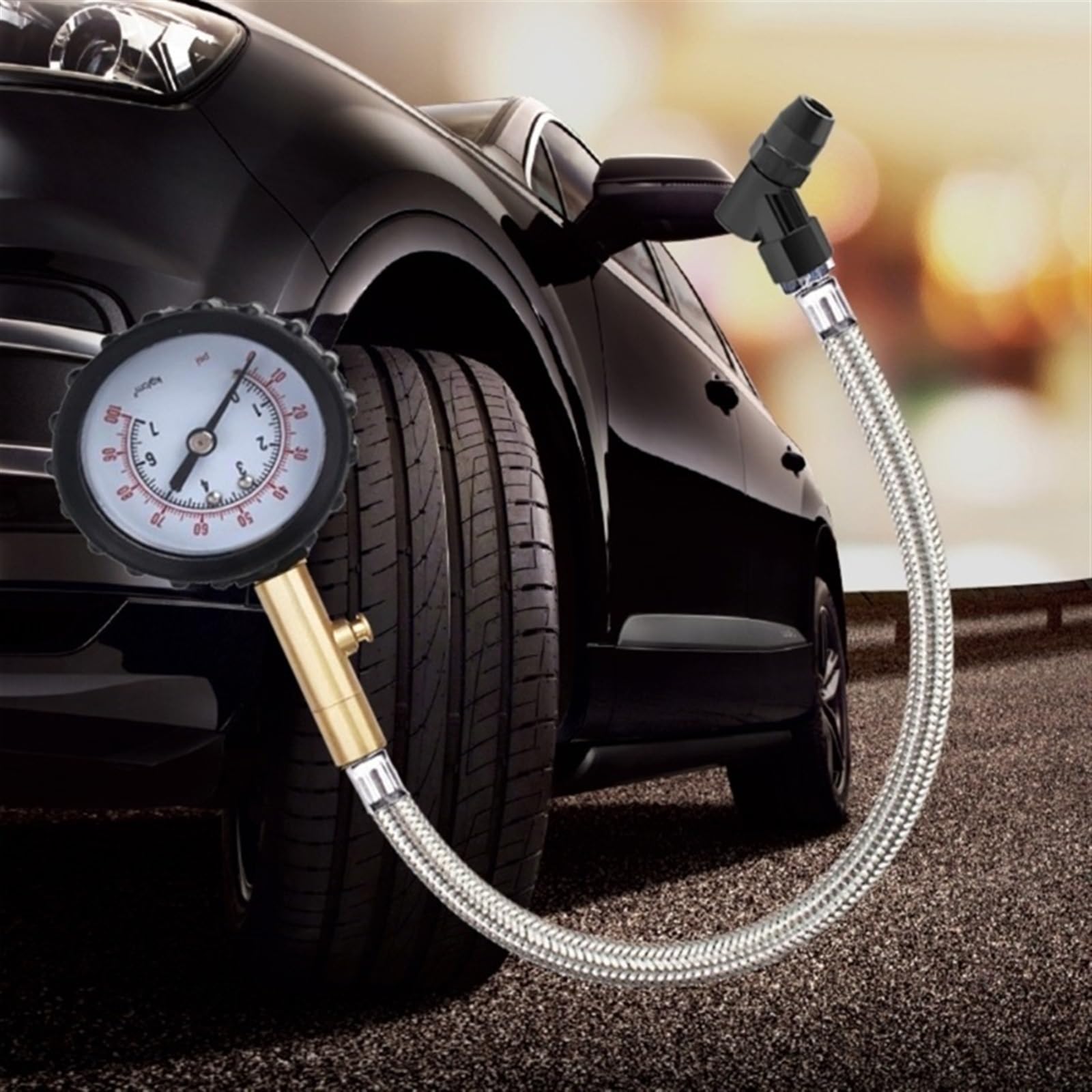 Jauge de pression des pneus à Long Tube mètre manomètre de testeur de pression d'air des pneus de haute précision for voiture camion moto universel Facile à Utiliser