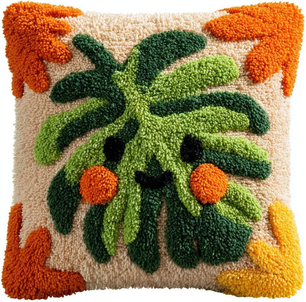 ZUHK 3D DIY Latch Hook Kits -17x17 Inch with Colorful Printed Canvas,Beginners Animals Latch Hook Pillow Kit,fit for Christmas, Halloween,Home Sofa Decoration (Tree) — image 1
