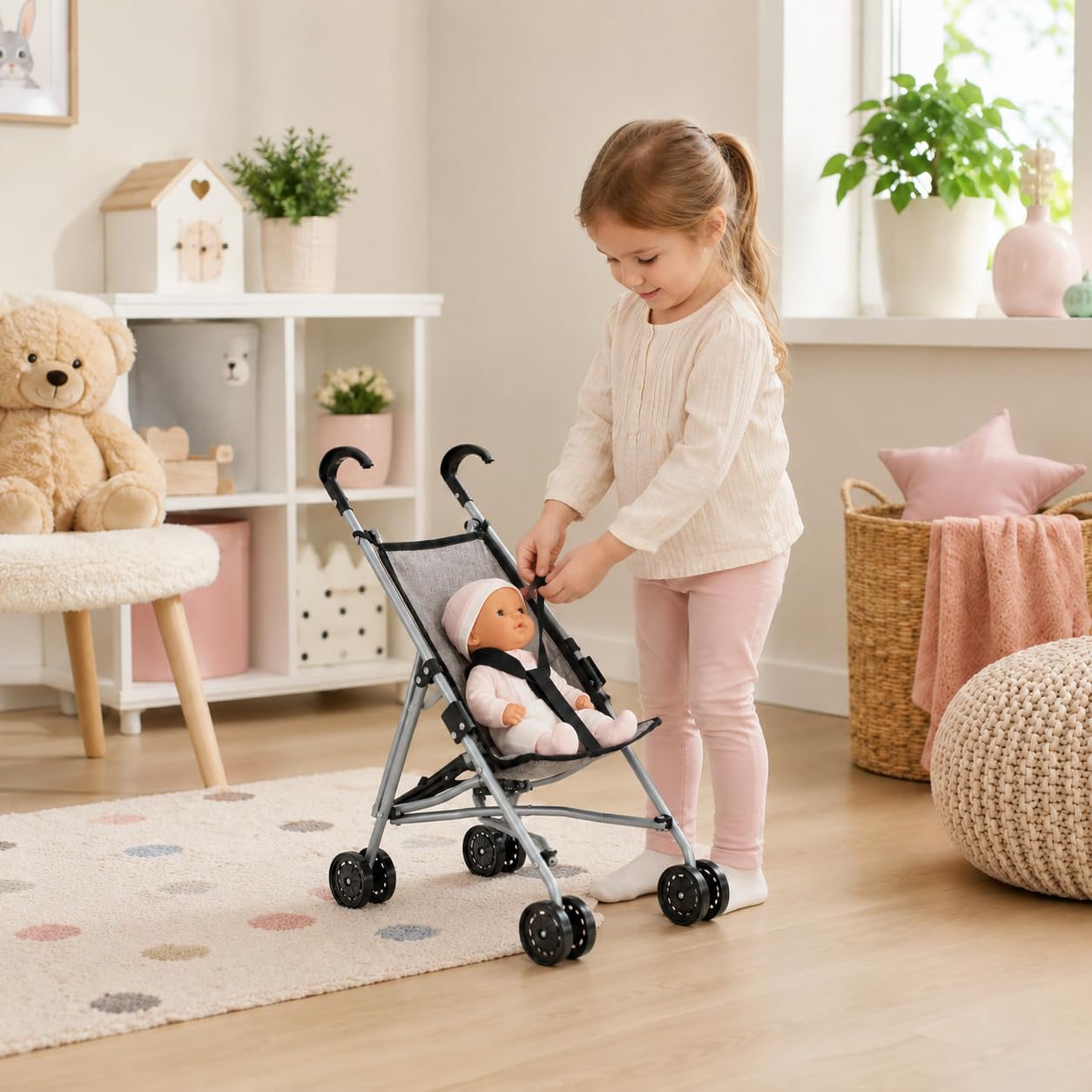 Poussette de poupée Funny, Mini Buggy, Gris mélangé