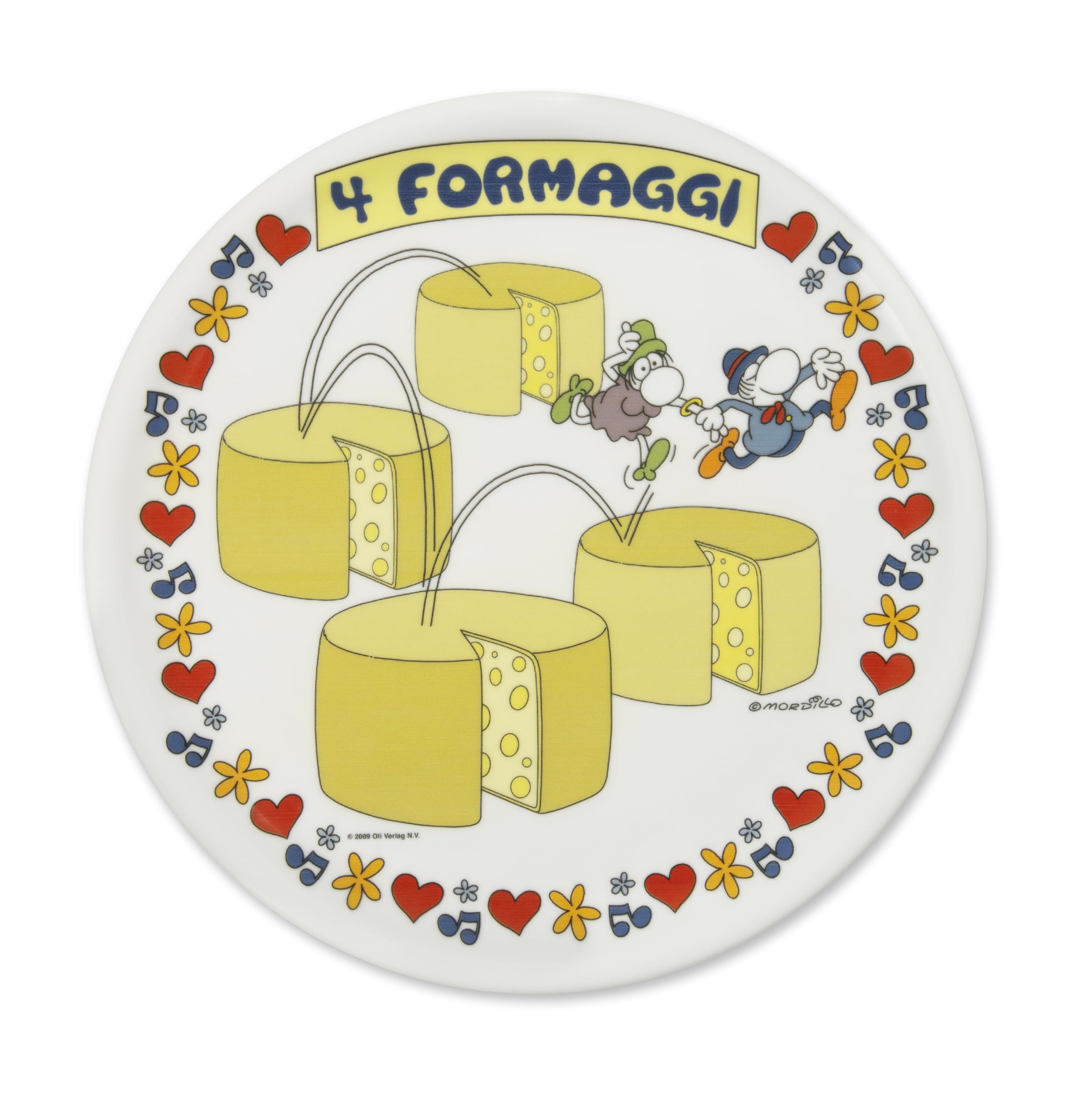 Excelsa Mordillo Set 6 Piatti Pizza in Porcellana, Decorati con Personaggi, 30,5 cm