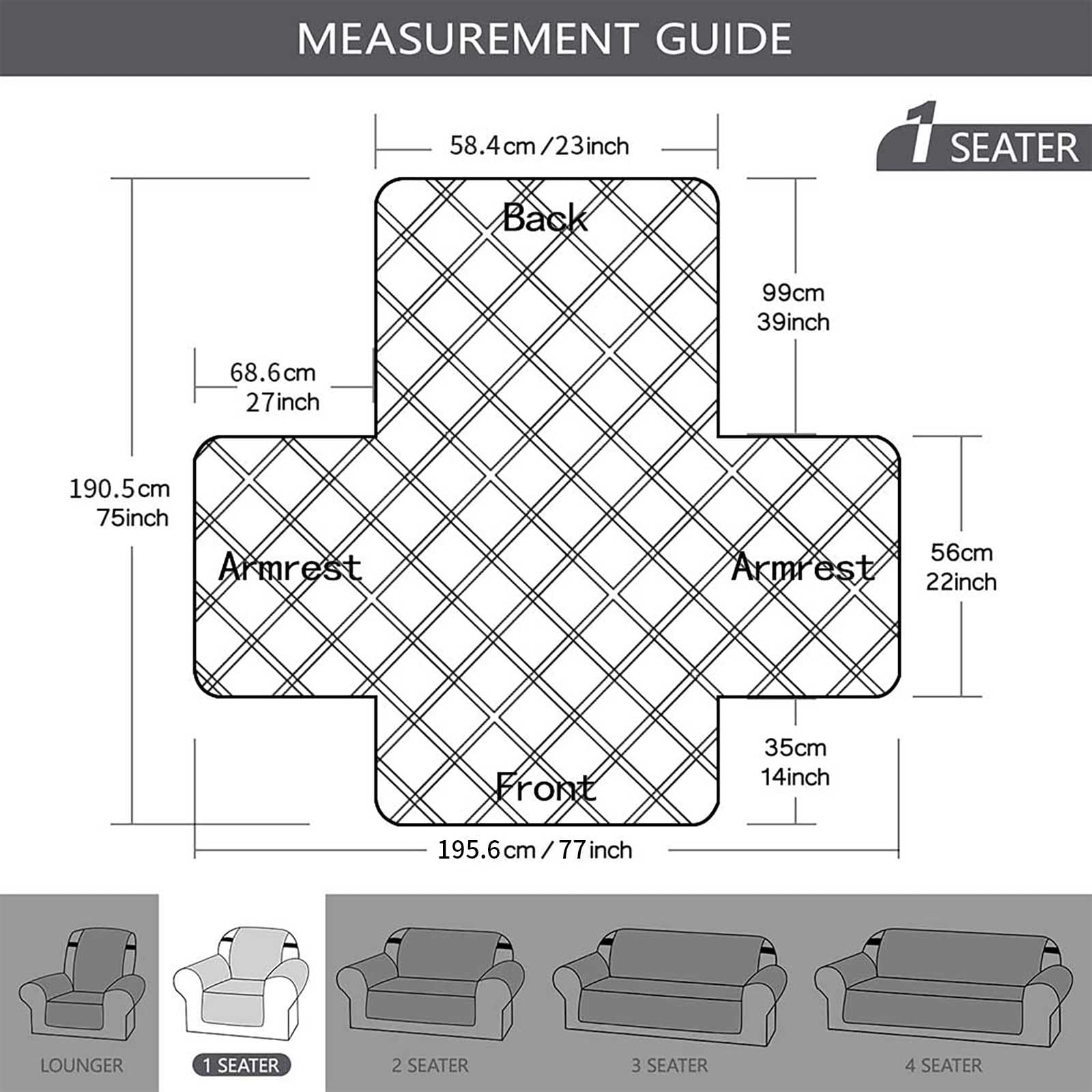 Teynewer Sofa Covers 100% Waterproof 1 Seater Sofa Slipcovers Reversible Washable Furniture Protector - Image 2