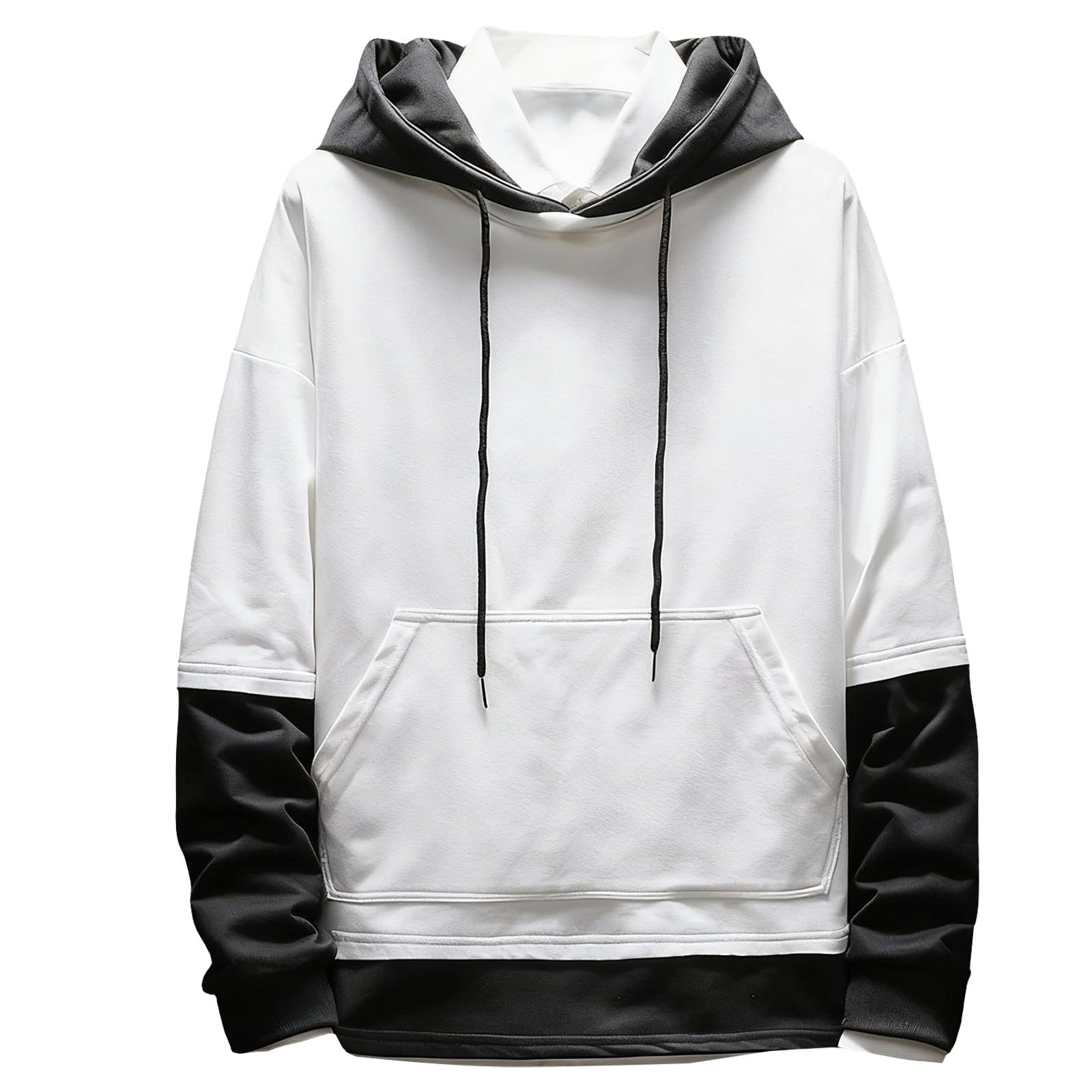 Sudaderas con Capucha Corta Sudadera Oversize Estilo Patchwork para Hombre, Nueva Otoño Juveniles (White, M) Cortavientos Hombre Running Parka Mangas Proteccion Solar Camisa Manga
