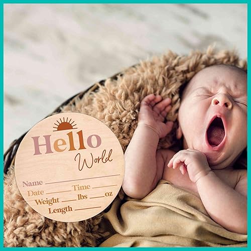 Miniatura 113 de Letrero de estadísticas de nacimiento para recién nacido, anuncio de nombre de bebé, accesorio de fotografía de Hello World Elephant Hospital