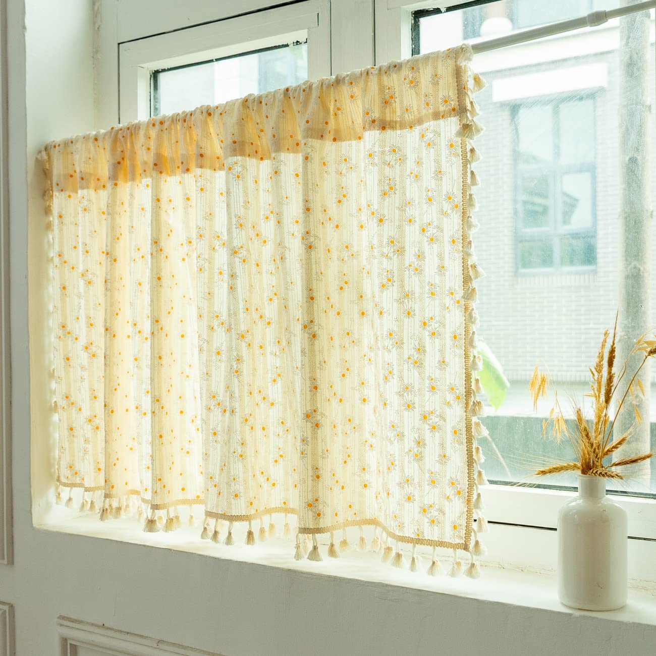 Tenda a quadri, in cotone scozzese, 150 x 172 cm, colore bianco e nero