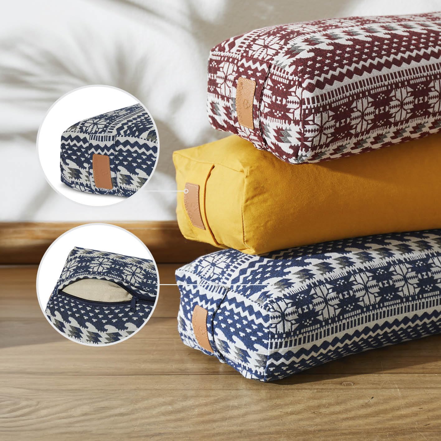 eckiges Yoga Bolster » paravati « con Bio di grano saraceno Shell (KBA)Lunghezza ca 67 cm & diametro ca 13 cm – Ideale come cuscino per YogaZafu Cuscinocuscino da meditazionemeditiations