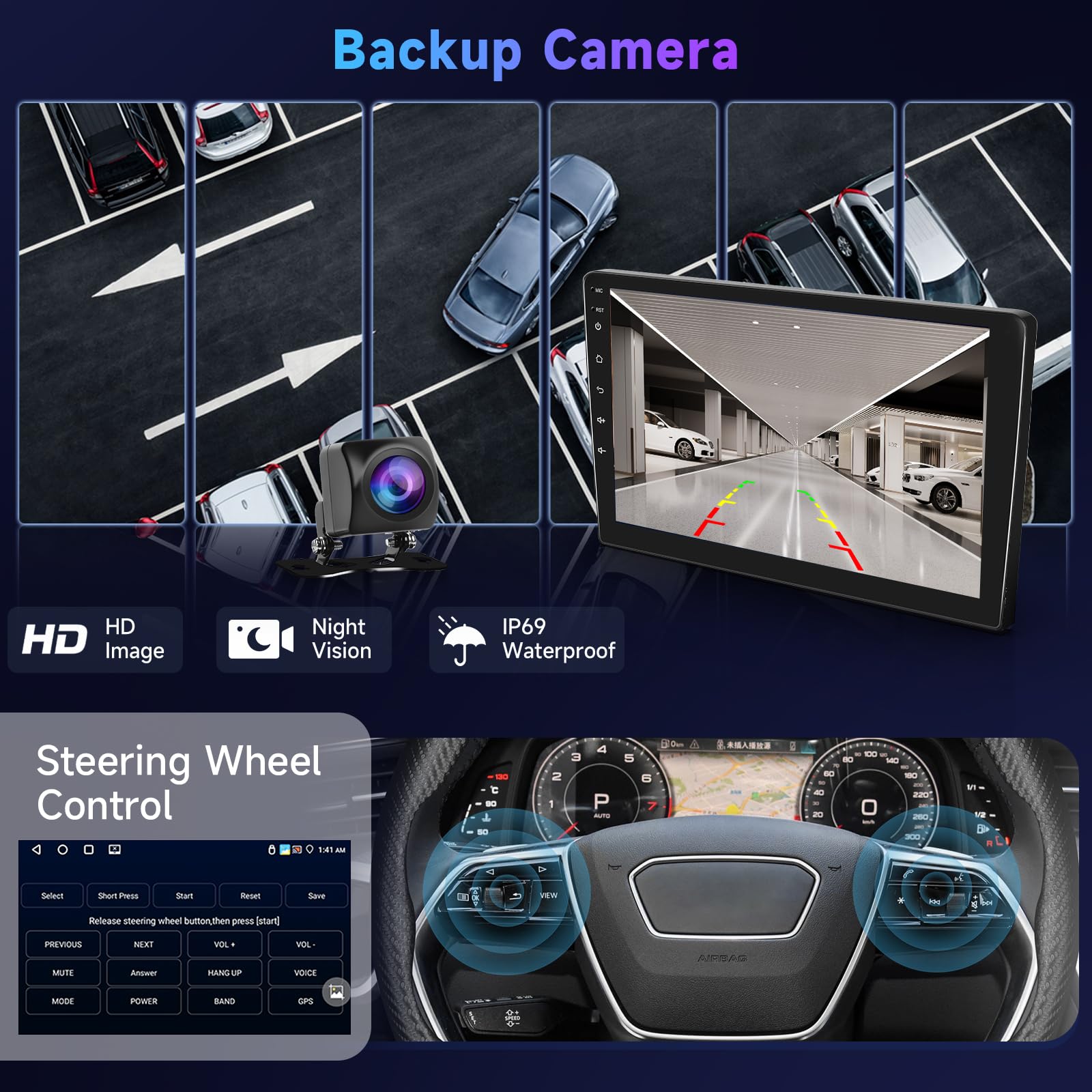 Podofo 4G 64G 9" Autoradio pour Toyota Corolla Verso AR10 2004-2009 Carplay Android Auto sans Fil, WiFi GPS Navi HiFi/RDS/FM DSP, 1280 * 720, Android 13 Radio 2 din avec caméra de recul AHD