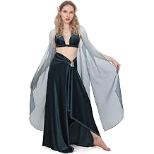 DAZCOS Medieval Tulle Chiffon Cape for Women Fairy Off Shoulder Cloak Elf Sheer Capelet
