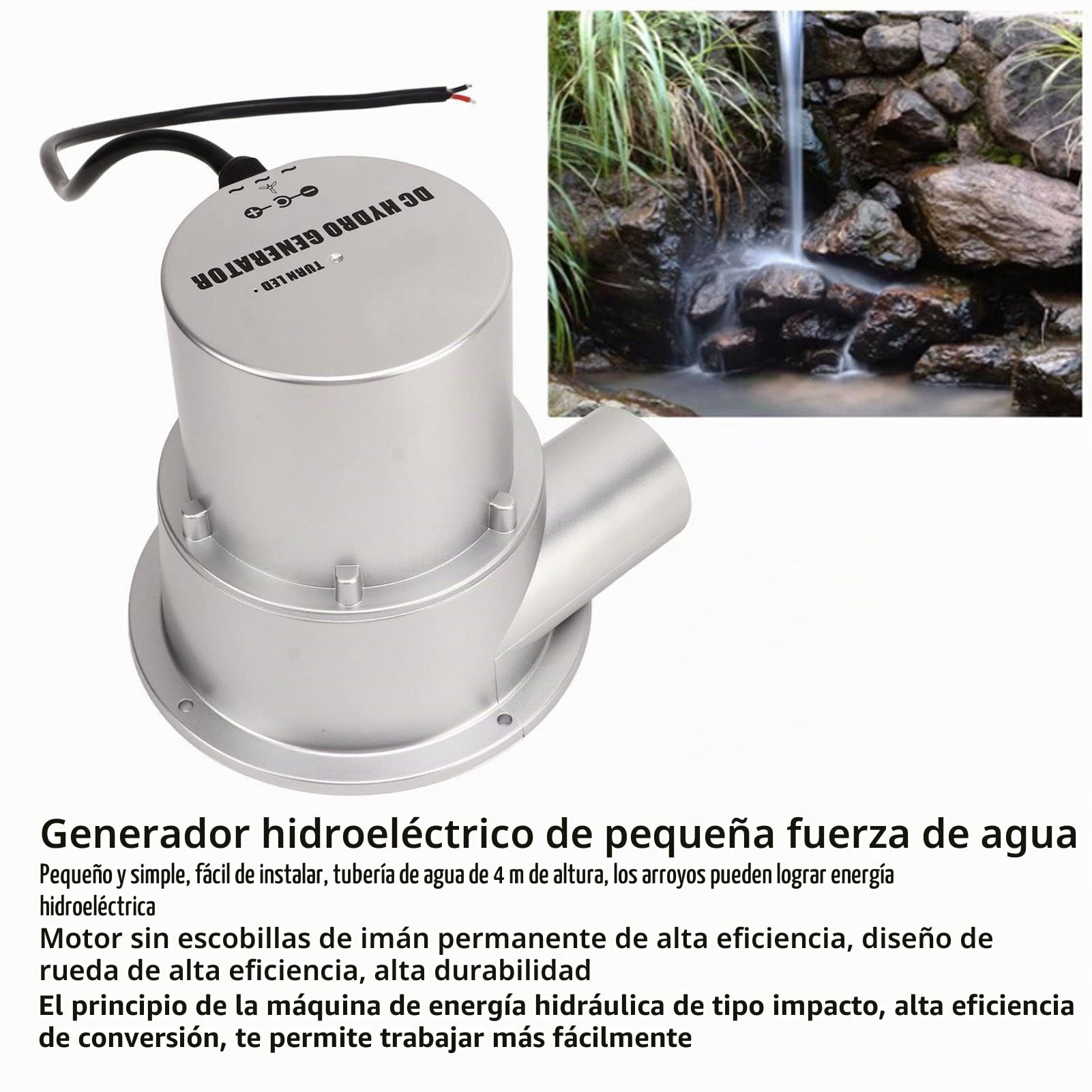 Turbina de Agua, Imán Permanente Motor Sin Escobillas Con Control Remoto, Hidro Generador 12V 24V Para Carga de Batería, Micro Hidroeléctrico Para Jardín (SJ18C)