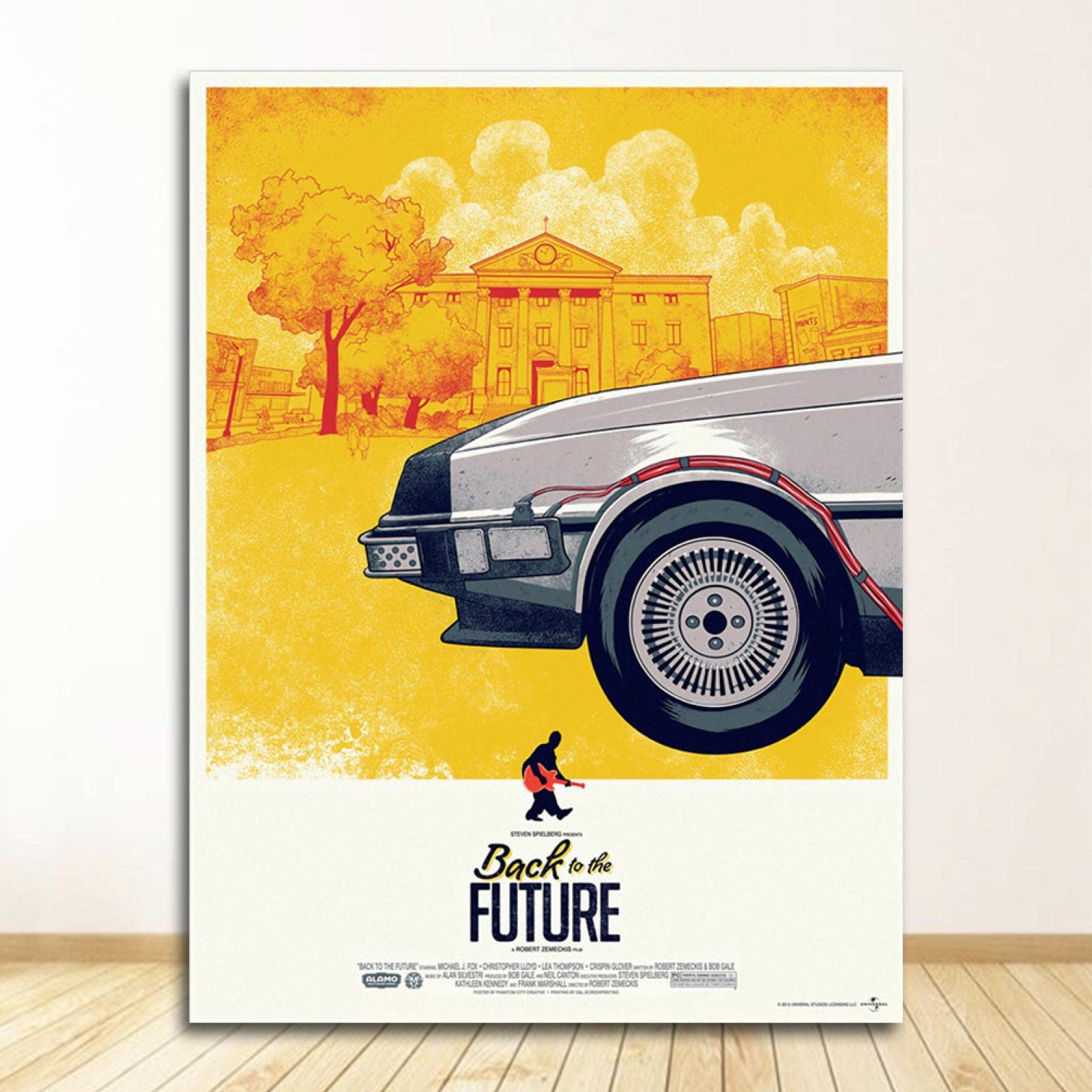 XIANGPEIFBH Immagini di film classici Home Decor Ragazzo Regalo per bambini Ritorno al futuro Auto Poster Dipinti su tela Stampa poster 70x90cm (28x35in) x3 Cornice interna