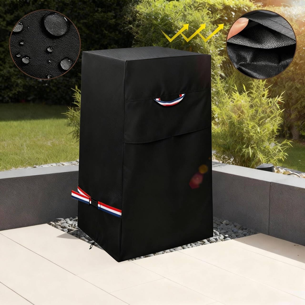 Garden Fountain Cover,Heavy Duty 600D Waterproof Dustproof Winter Fountain Cover for Cascading Bowls and Stacked Stones Water Fountain,with Zipper and Drawstring