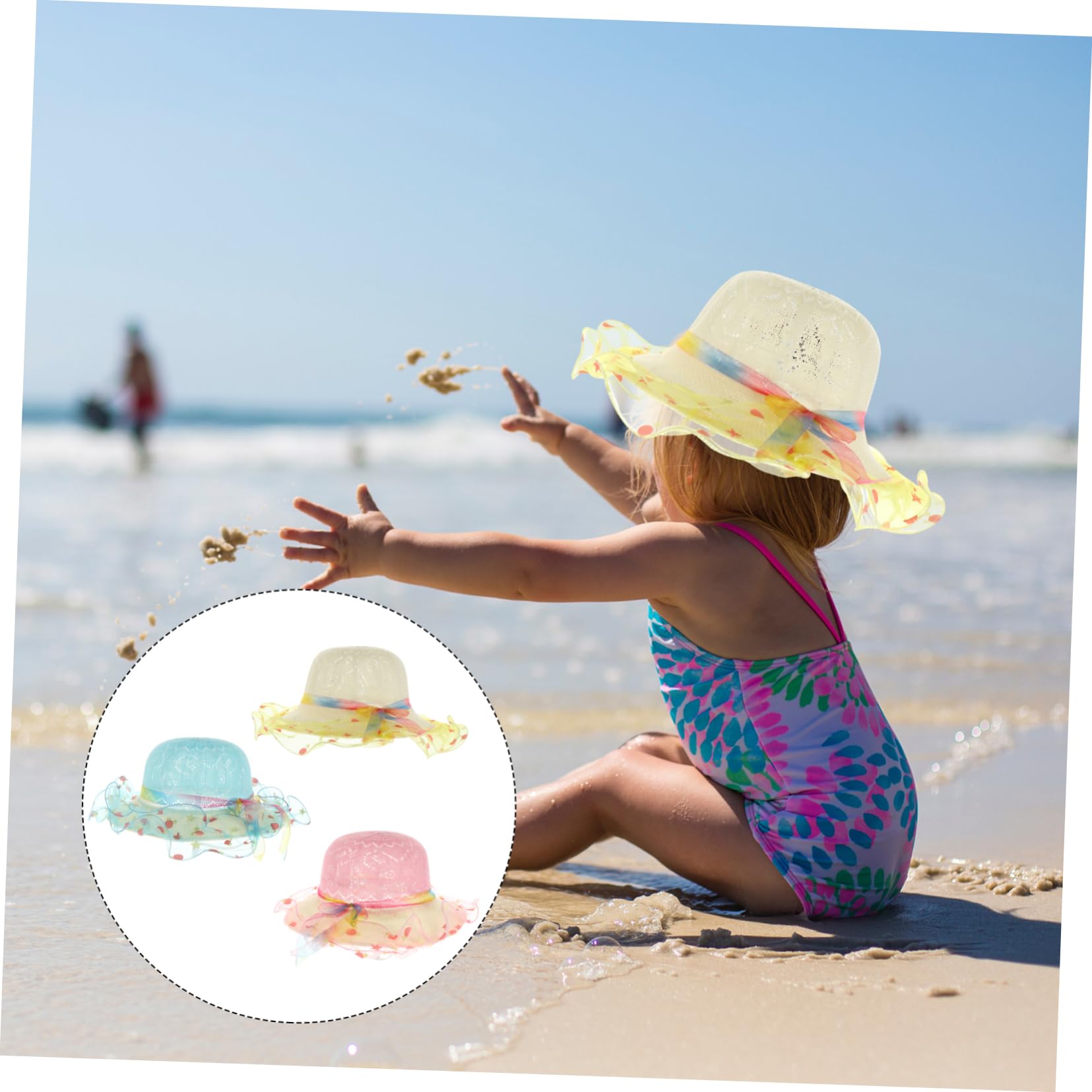 LIFKOME 3 Piezas de Sombrero Protector para Exteriores con Borde Ancho para Niños Y Niñas Gorra de Protección Solar Transpirable Diseño Adorable