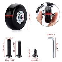 Vista 3 de OwnMy Juego de 4 ruedas de equipaje de 45mm x 18mm de repuesto, ruedas de maleta silenciosas de repuesto con tornillos negros, ejes, rodamientos