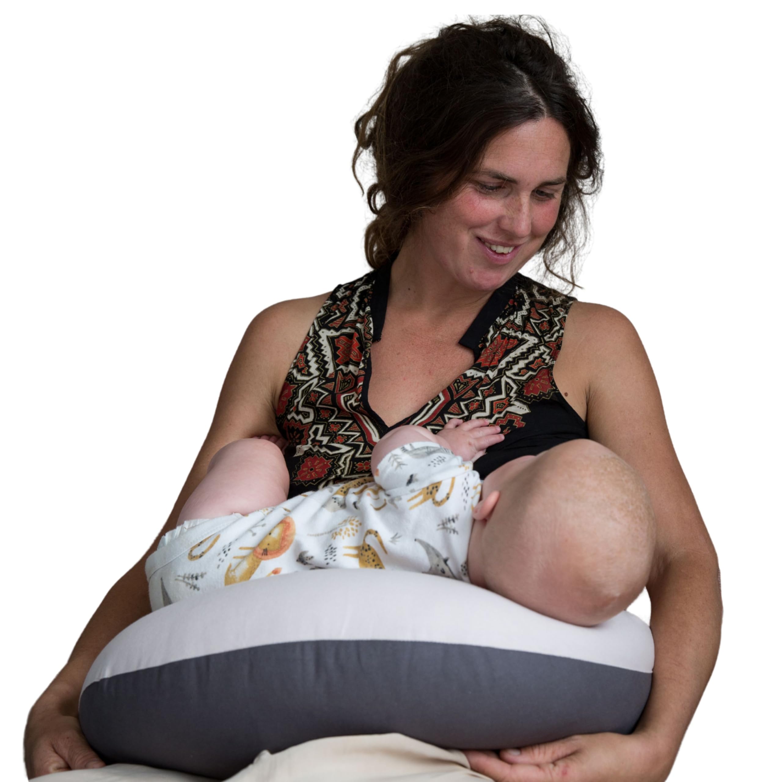 Hippychick Cuscino per allattamento – Comodi cuscini per allattamento al seno per neonati – 100% cotone – Federa per cuscino premaman rimovibile e lavabile – Regali post gravidanza – antracite e rosa