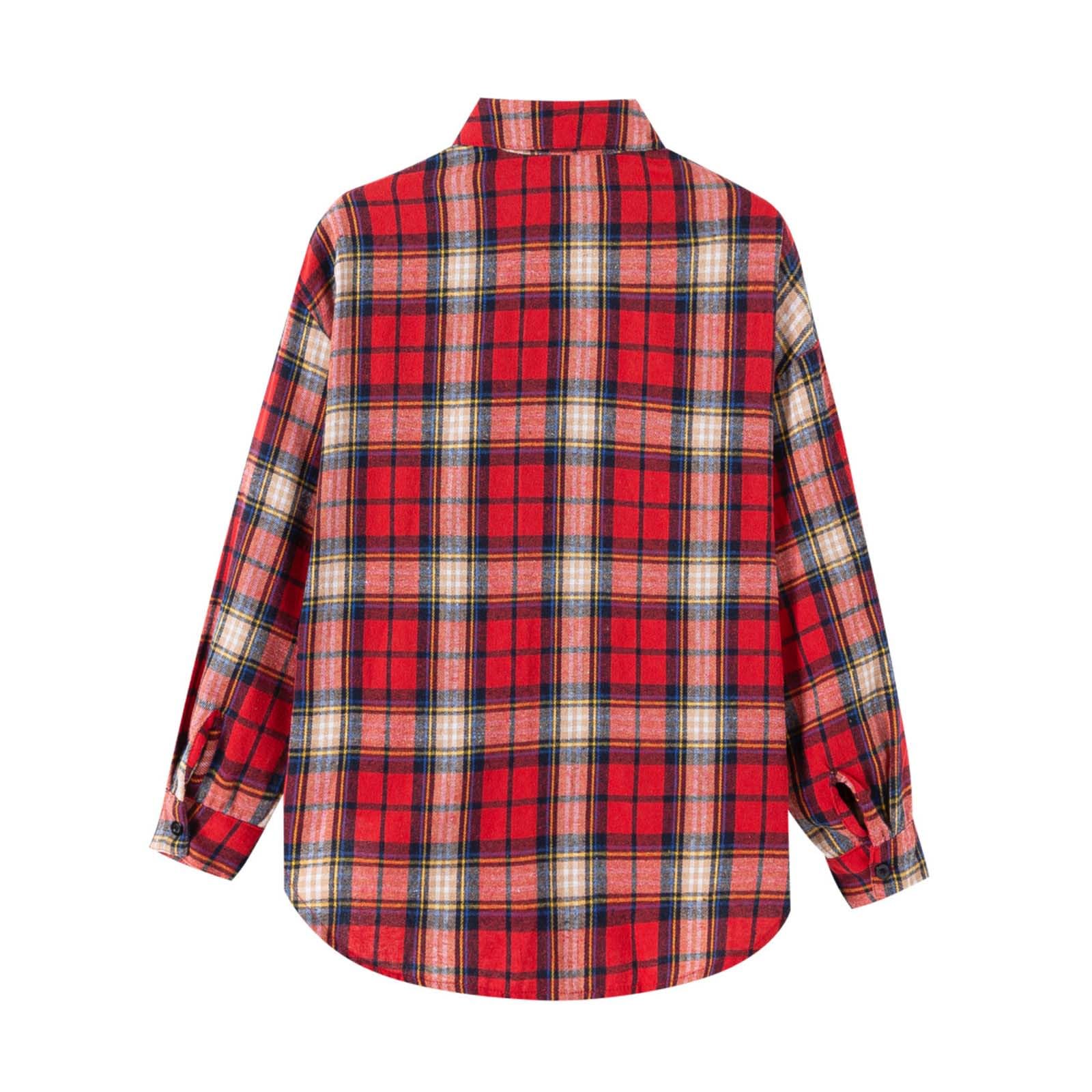 Chemise à carreaux à manches longues pour filles et garçons, haut classique boutonné, chemisier confortable et décontracté pour enfants, adolescents et tout-petits