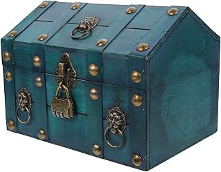 ifundom Caixa De Armazenamento Decoração De Mesa Decoração Retrô Decoração Amadeirada Baú De Madeira Baú De Armazenamento Pirata Baú De Lembrança Grande Liga Brinco Titular Organizador