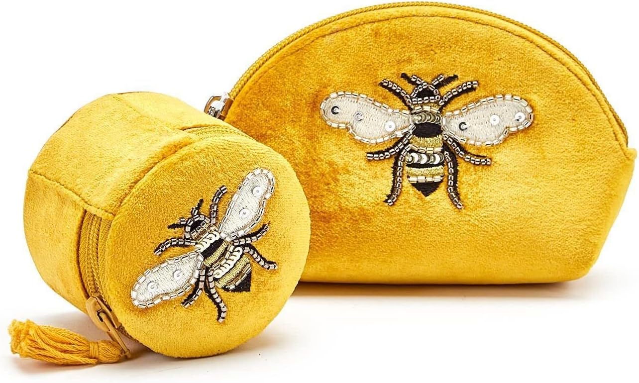 Two's Company Bee Glamorous Zip Top Jewelry Holder and Pouch Assorted 2 Shapes