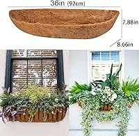 Vista 2 de Alfalfalulu 3Pcs Pre-Formed Coco Fiber Replacement Liner, Trough Window Basket Liners for Planters, Coconut Coir Planter with Soil Moist for Window