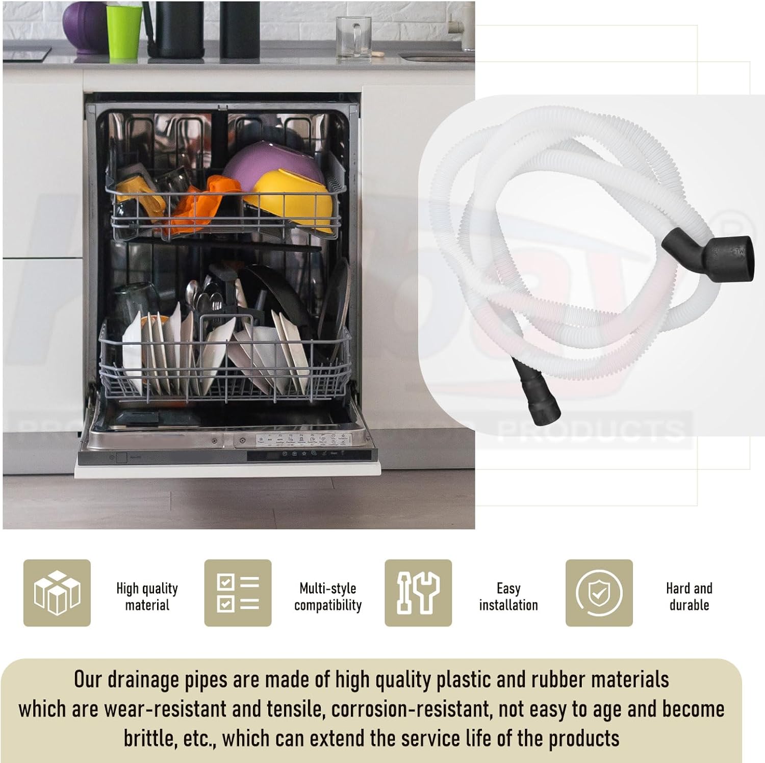 807117001 Dishwasher Drain Hose Compatible with Frigidaire & Electrolux Dishwashers, Replaces AP5806794 PS9494138