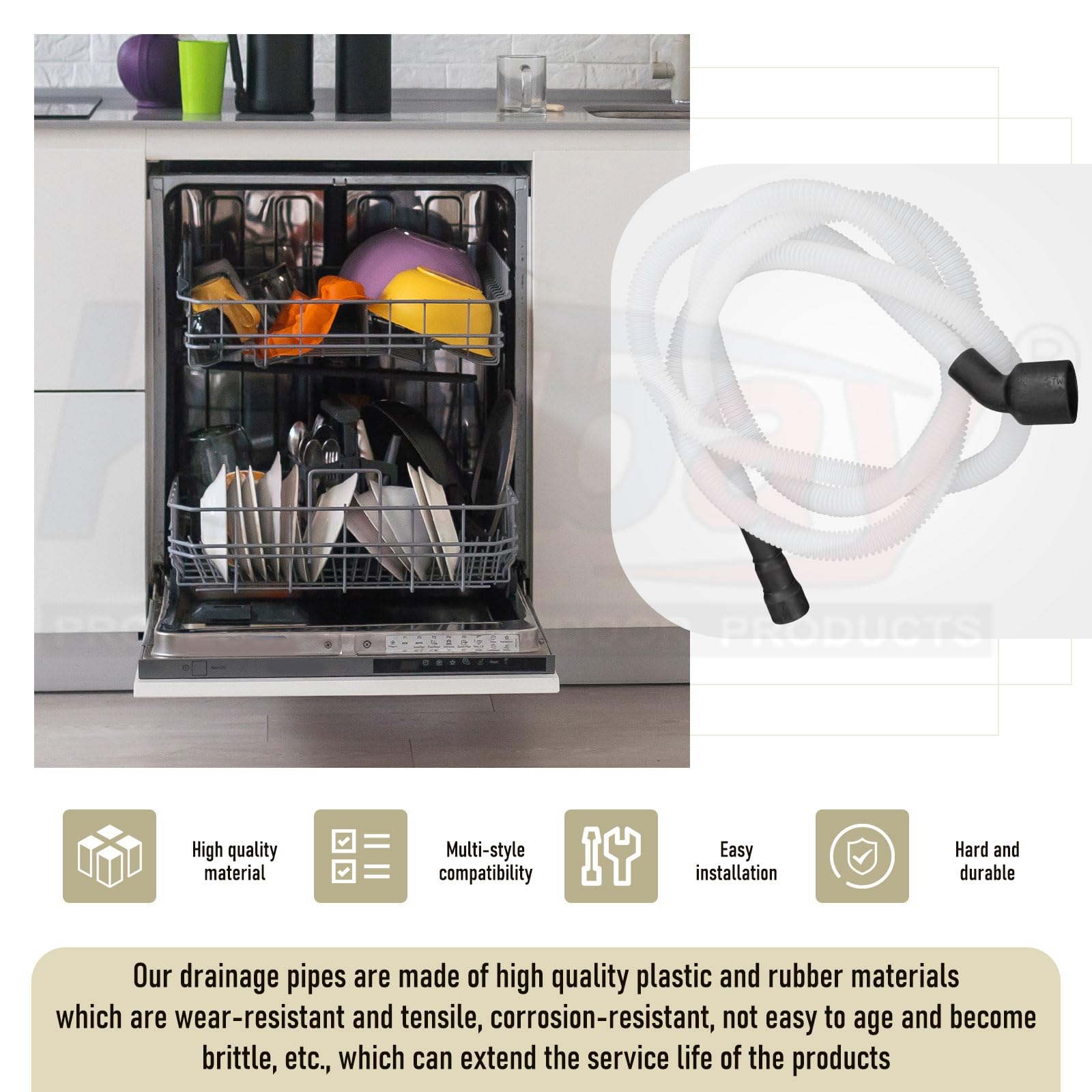 807117001 Manguera de drenaje para lavavajillas compatible con lavavajillas Frigidaire y Electrolux, reemplaza AP5806794 PS9494138